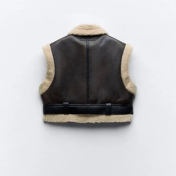 Zara CROPPED DOUBLE FACED VEST. Dark Brown. Size S. New with Tags. - Picture 16 of 16